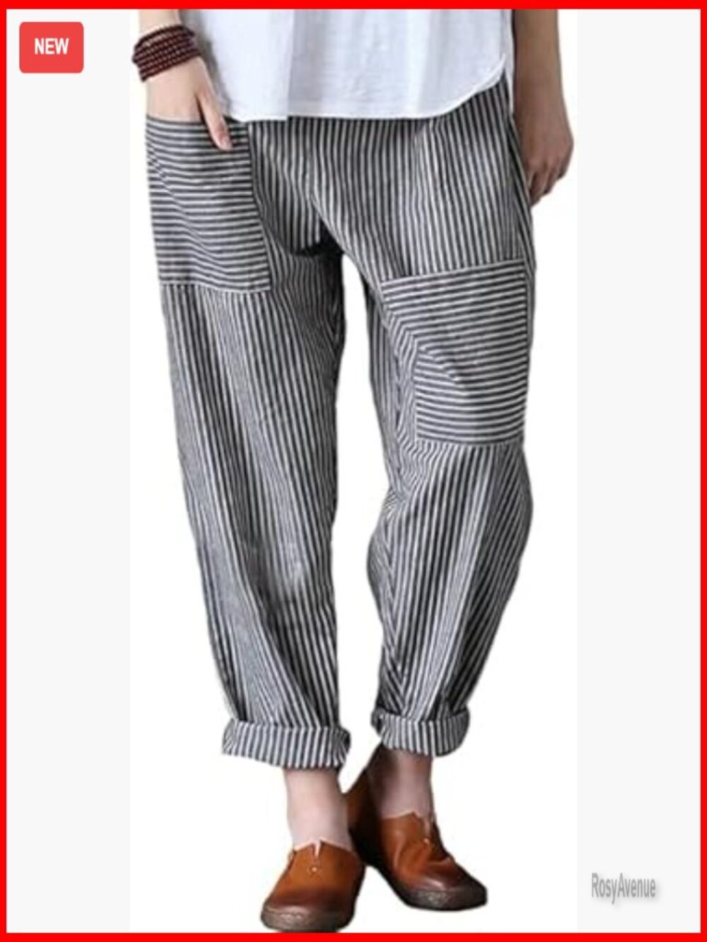 Wide Leg Harem Pants Cotton Linen Casual Palazzo with Pockets